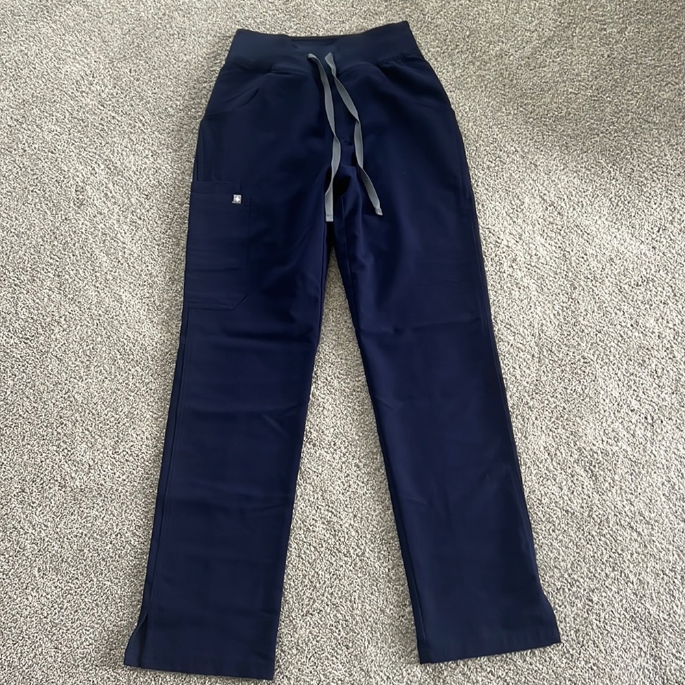 Figs navy high wasted kade cargo scrub pants